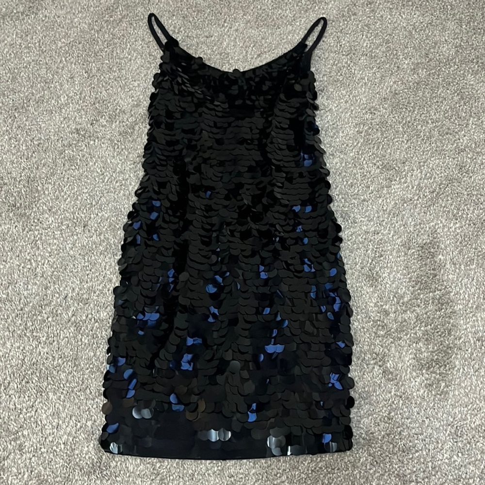 Black tie sequin black spaghetti strap dress size 10